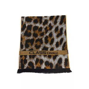 Cavalli Class Leopard Print Scarf CA22211 Men Brown Scarves